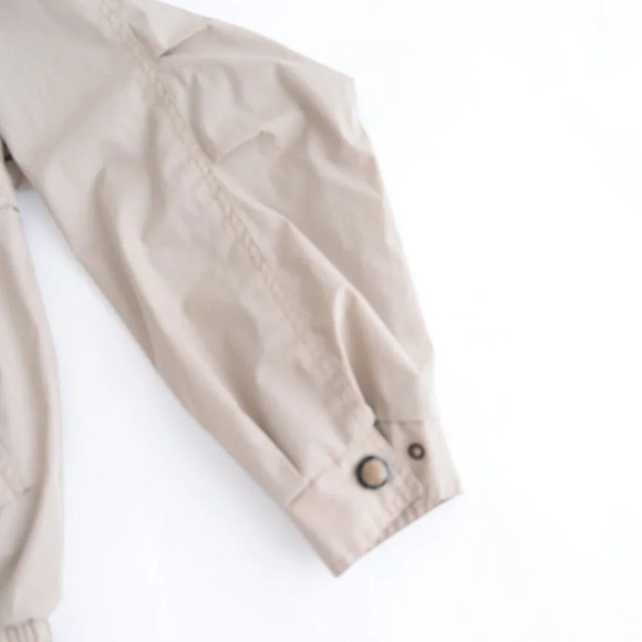 Vintage Munsingwear Tan & Navy Zip Up with Hidden Hood Utility Jacket Size Small - Picture 5 of 11